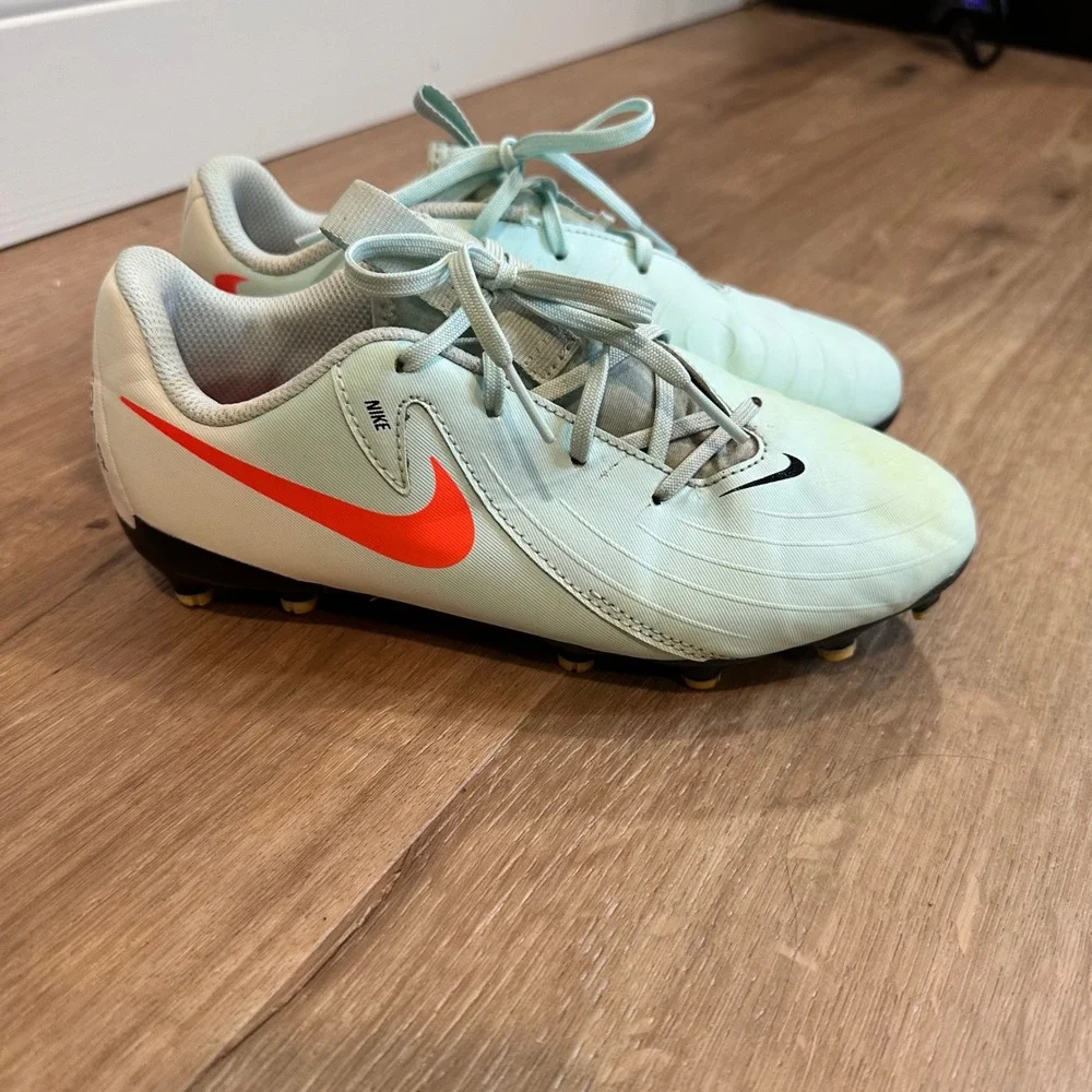 Nike Phantom GX Soccer Cleats Kids 3.5Y Blue Orange Athletic Shoes Youth Sports
